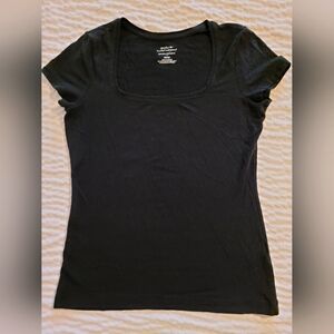 Banana Republic Timeless Tee XS Black Boat Neck